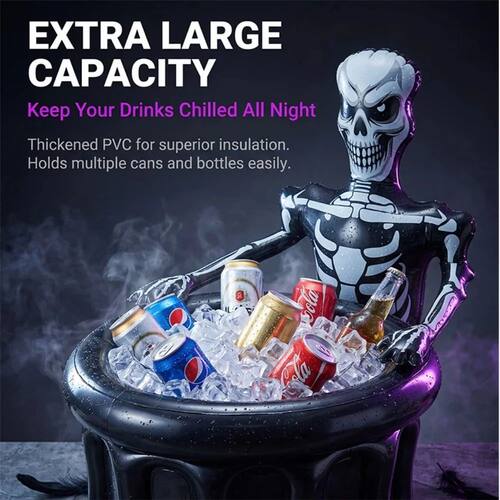 Inflatable Skeleton Ice Bucket, Halloween Skull Drink Cooler