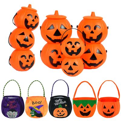 Halloween Party Pumpkin Candy Bucket Trick Or Treat Sugar Po