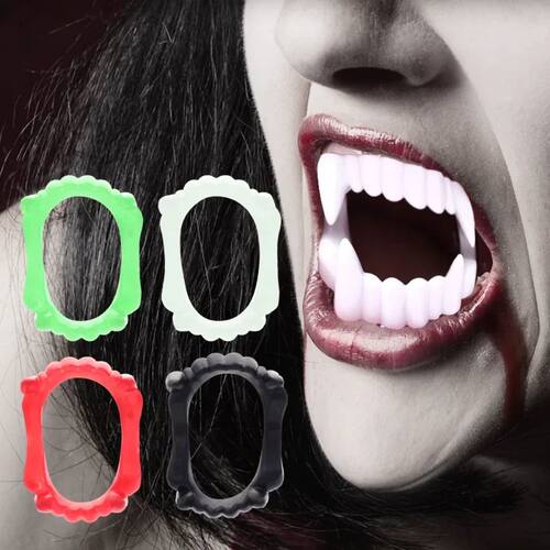 1/10Pcs Halloween Vampire Denture Luminous Fake Teeth Dress