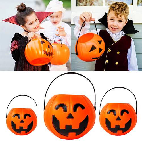 Halloween Pumpkin Bucket for Candy Snack Gift Holder Portabl