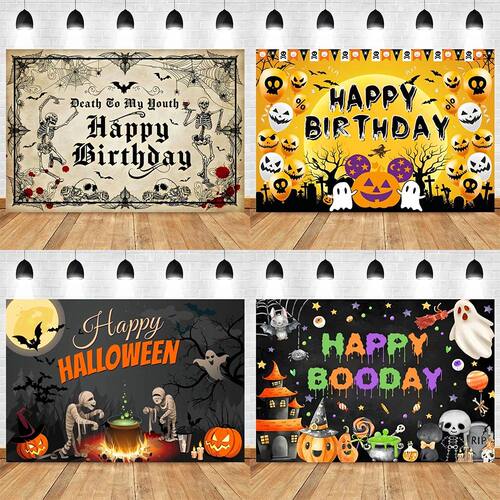 Halloween photography background cloth ghost moon pumpkin la