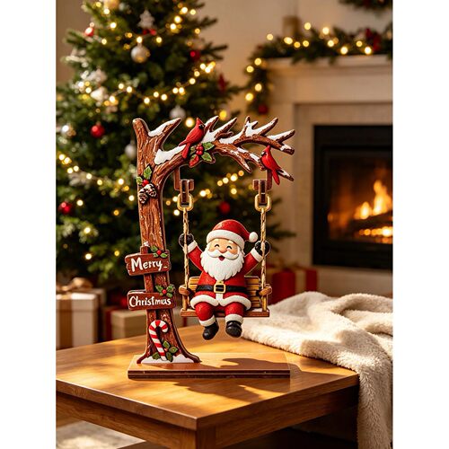 Wooden Christmas Decoration Ornaments, Fun Swing-Themed Chri