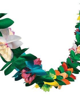 Hawaiian Tropical Paper Flower Garland Banner Beach Party