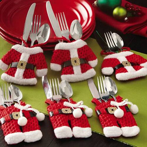 6x Santa Suit Christmas Cutlery holder tableware Silverware