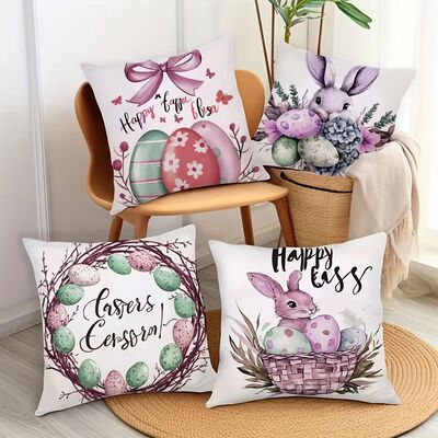 Easter Easter Egg Bunny Print Pillowcase Nordic Home Decor P