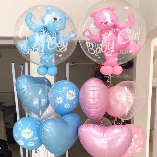 4D Transparent Baby Shower Boy Girl Bear Bubble Ball Kids 1s