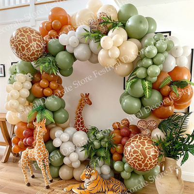 155/80pcs Avocado Green Balloons Garland Retro Coffee Sand