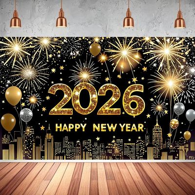 2026 Happy New Year Theme Banner Party Backdrops Decor New Y