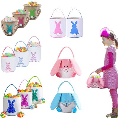 Happy Easter Bunny Basket Cute Egg Tote Bag Gift Candy Eggs