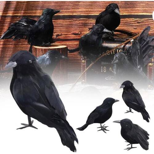1PC Realistic Artificial Crows Party Ornament Halloween Deco