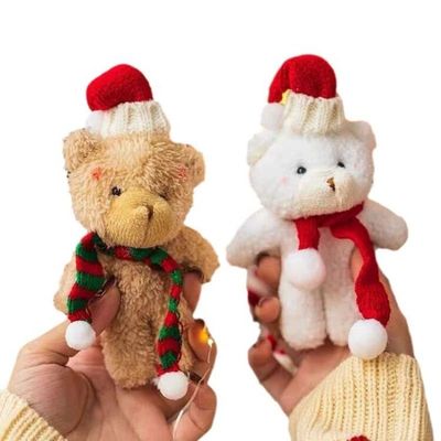 4pcs Christmas Bear Plush Dolls Cute Stuffed Animals Keychai