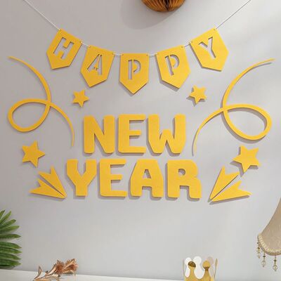 2026 Happy New Year Black Gold Red Party Decoration Backgrou