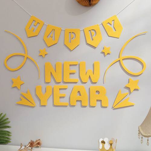2026 Happy New Year Black Gold Red Party Decoration Backgrou