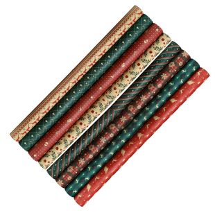 8 Pcs Xmas Wrapping Paper Brown Craft Christmas Packing Gift