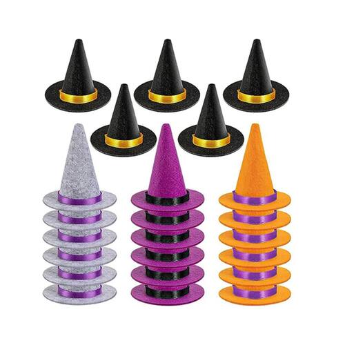 23 PCS Mini Witch Hats Halloween Felt 4 Color Witch Hats Fel