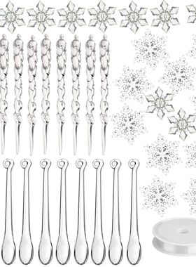 40pcs Christmas Tree Pendant Ornaments Acrylic Crystal Snowf