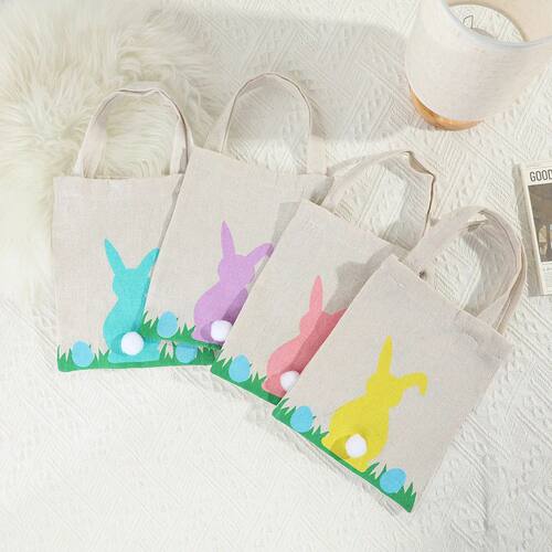 Easter Bunny Basket Gift Handbags Cute Stuffed Ball Tote Bag