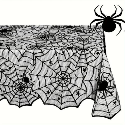 Black Lace Spider Web Tablecloth - Halloween Decoration,Suit