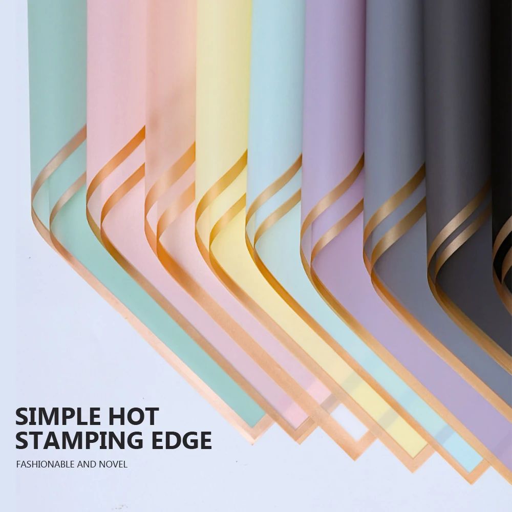 20 Sheets Flower Wrapping Paper with Golden Edges, Waterproo