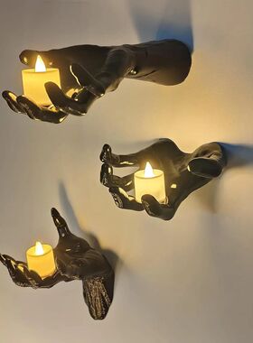3PCS Halloween Wall Decorations Creepy Hands Candles Holder