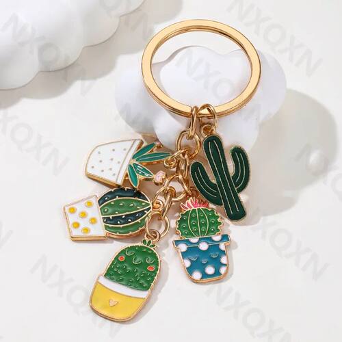 Cartoon Cactus Potted Plant  Enamel Keychain Love Natural Cr