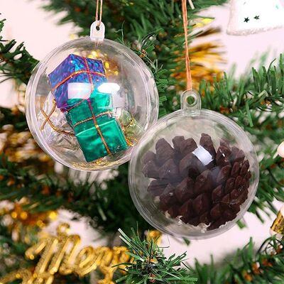 10Pairs 4 to 7cm Transparent Balls Open Plastic Christmas De