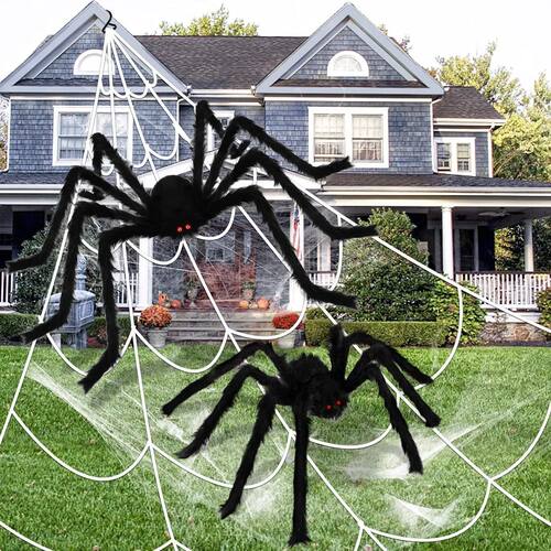 50cm/125cm/200cm Halloween Giant Black Spiders Plush Spiders