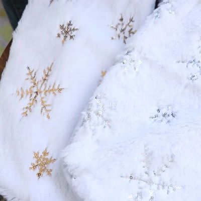 Snowflake Embroidery White Christmas Stocking Sequined Furry