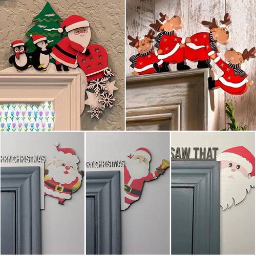 Christmas Door Frame Decoration Santa Claus Wooden Christmas