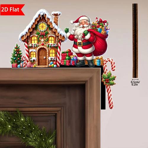 1pcs 2D Christmas Corner Sign Gingerbread House  Santa Claus