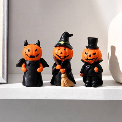 Cute Halloween Decor Set Mini Ghost Pumpkin Witch Demon Resi