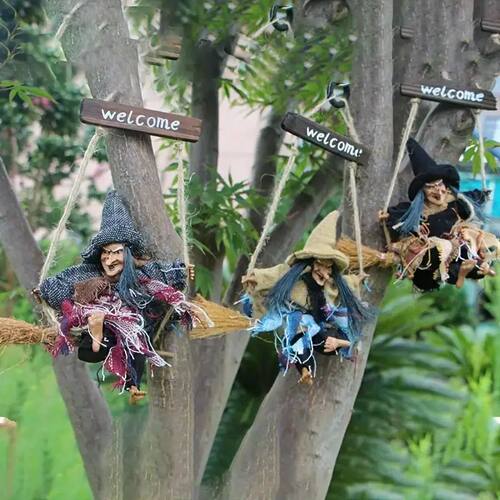 Halloween witch broom door hanging, the party scene decorati