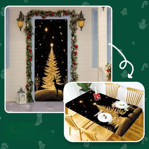 New Christmas door frame with black starry night pattern, su