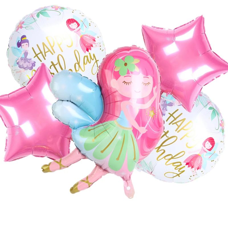 5pcs Cute Fairy Fairy Balloons Girl Princess Birthday Party