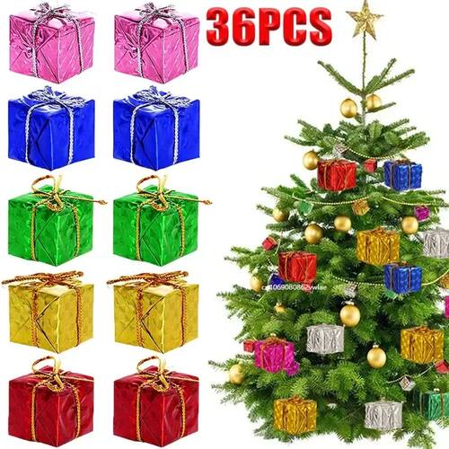 36/12pcs Mini Christmas Ornaments Handwork Gift Box Xmas