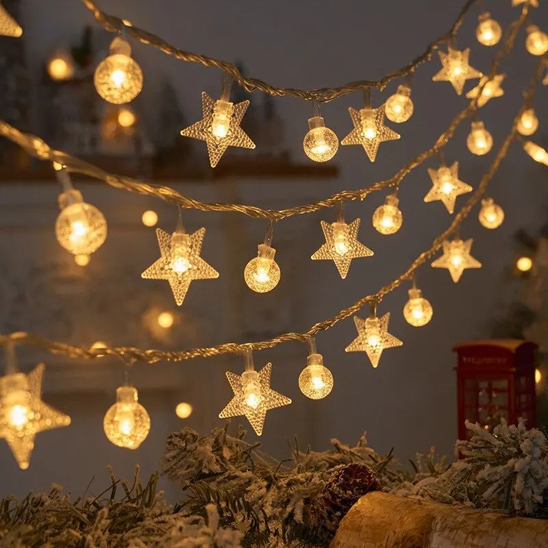 1.5M Pentagram Snowflake LED String Light Garland Merry Chri