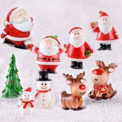 Christmas Mini Resin Figurines Miniatures Santa Claus Snowma
