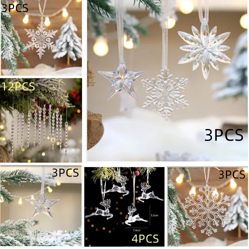 1 Set Christmas Transparent Snowflake Pendants Christmas