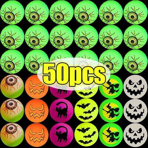 50/1pcs Glow in The Dark Bouncy Toys Balls Halloween Bouncin