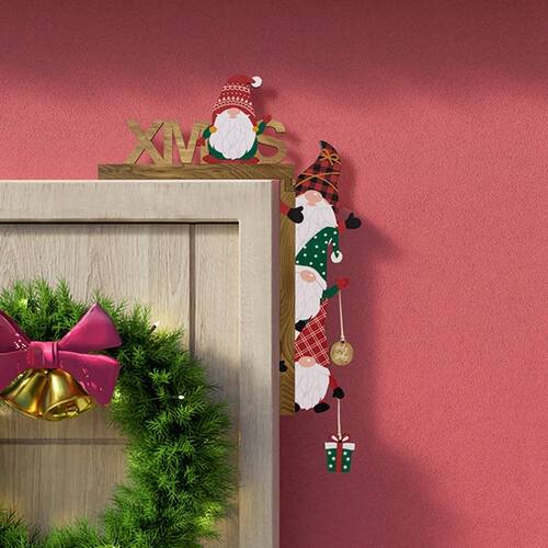 Christmas Wooden Corner Door Frame Decoration Cartoon Santa