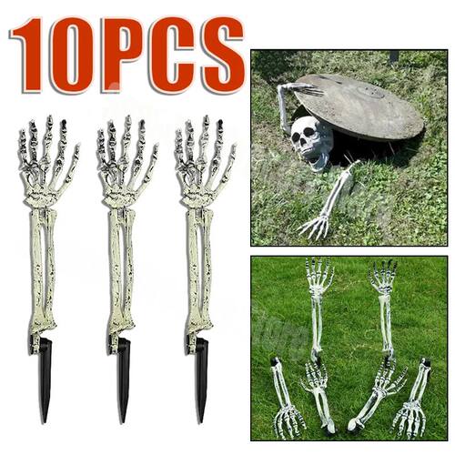 Halloween Skull Skeleton Head Realistic Human Hand Arms for