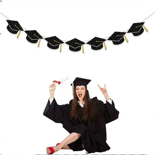 Runtowo 1pc Tassel Grad Cap Banner ,Graduation Party Decor ,