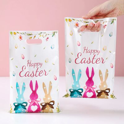 10/25/50pcs Easter Tote Bags with Handles Cartoon Bunny Carr