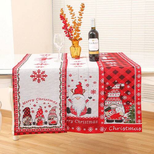 1.8m Christmas Gnome Table Runner Knitted Santa Claus Table
