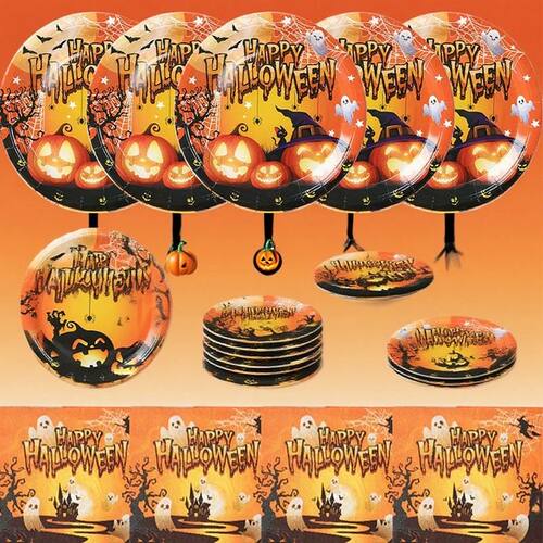 Halloween Tableware Kit Theme Party Decorations Paper Plates