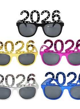 2026 Number Eyeglasses Happy New Year Glasses Diamond Glitte