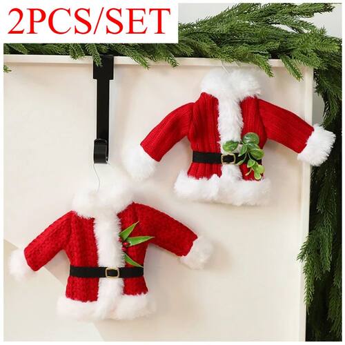 2PCS Knitted Santa Claus Clothes Christmas Home Pendants Dec