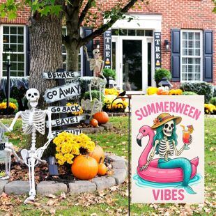 Halloween Summerween VIBES Garden Flag Sided Yard Farmhouse