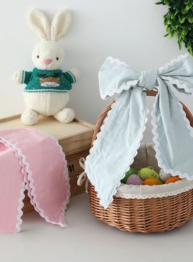 Ric Rac Wreath Sashes Gingham Canvas Easter Basket Bow Perfe