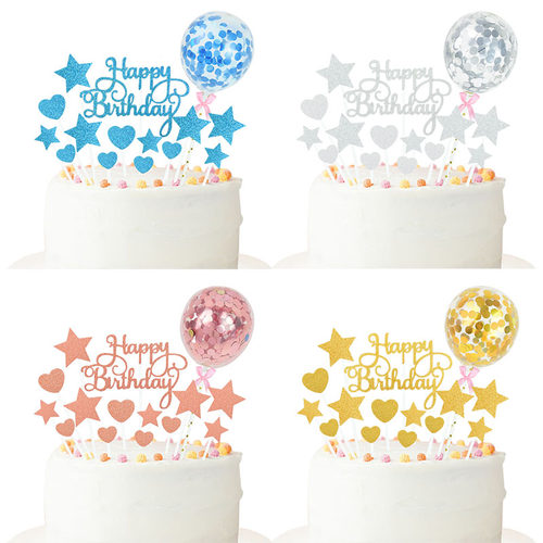 1Set Happy Birthday Cake Decoration Cake Toppers Flag